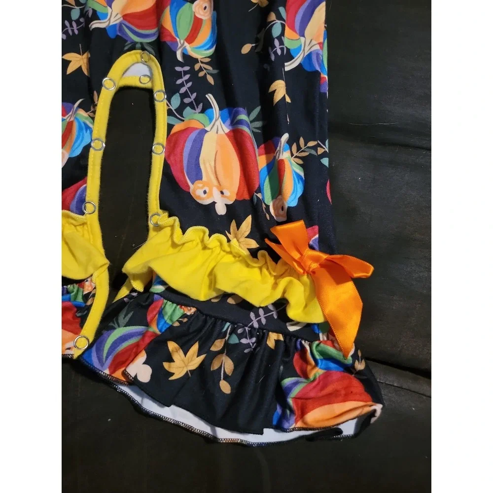 Boutique ruffle leg rainbow pumpkin one piece romper size 12 18 months